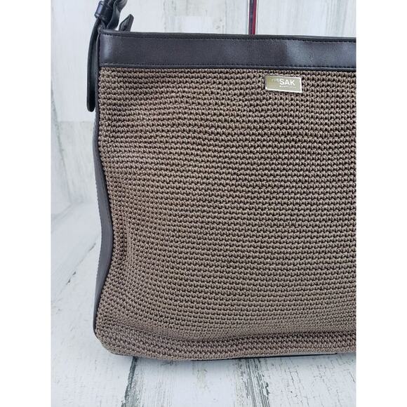 The Sak Elliot Lucca Brown Crochet Shoulder Bag Women's Purse - Picture 3 of 12